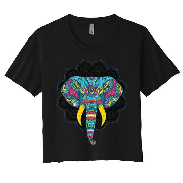 Colorful Dala Elephant For Yoga Meditation Gift Crop Top