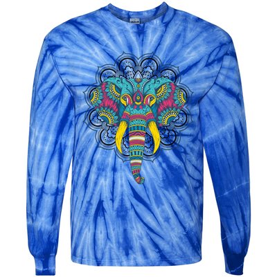 Colorful Dala Elephant For Yoga Meditation Gift Tie-Dye Long Sleeve Shirt