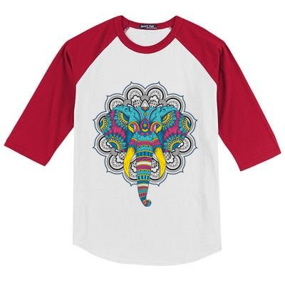 Colorful Dala Elephant For Yoga Meditation Gift Kids Colorblock Raglan Jersey