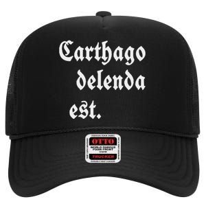 Carthago Delenda Est High Crown Mesh Back Trucker Hat