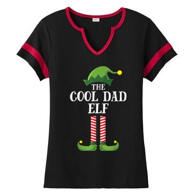 Cool Dad Elf Matching Family Group Christmas Party Ladies Halftime Notch Neck Tee