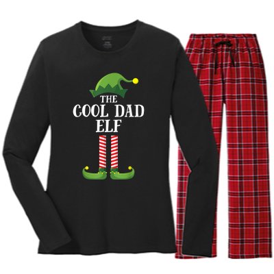 Cool Dad Elf Matching Family Group Christmas Party Women's Long Sleeve Flannel Pajama Set 