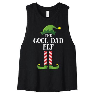 Cool Dad Elf Matching Family Group Christmas Party Women's Racerback Cropped Tank