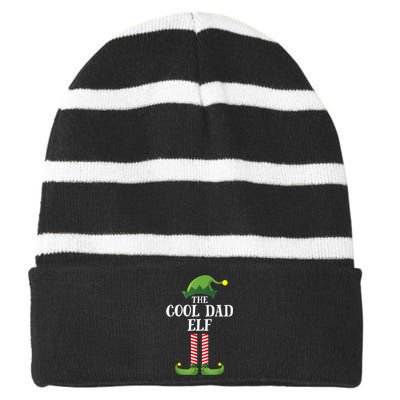 Cool Dad Elf Matching Family Group Christmas Party Striped Beanie with Solid Band