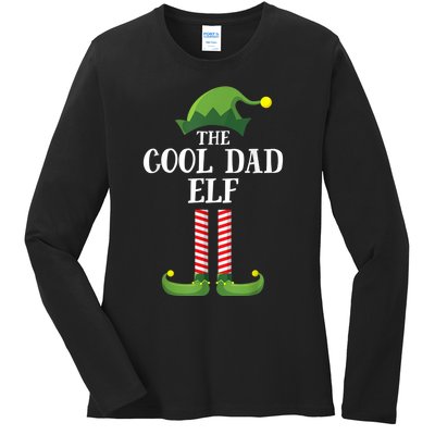 Cool Dad Elf Matching Family Group Christmas Party Ladies Long Sleeve Shirt