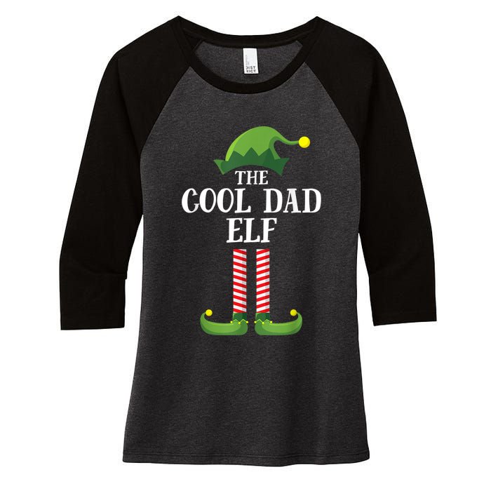 Cool Dad Elf Matching Family Group Christmas Party Women's Tri-Blend 3/4-Sleeve Raglan Shirt