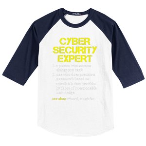 Cybersecurity Definition Expert Computer Engineer Baseball Sleeve Shirt