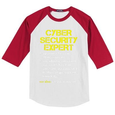 Cybersecurity Definition Expert Computer Engineer Kids Colorblock Raglan Jersey