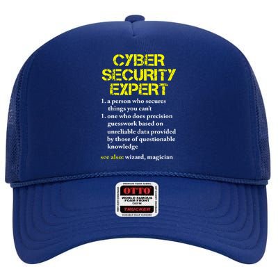 Cybersecurity Definition Expert Computer Engineer High Crown Mesh Back Trucker Hat