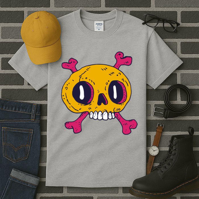 Creepy Dead Eye Skull Crossbones Tall T-Shirt
