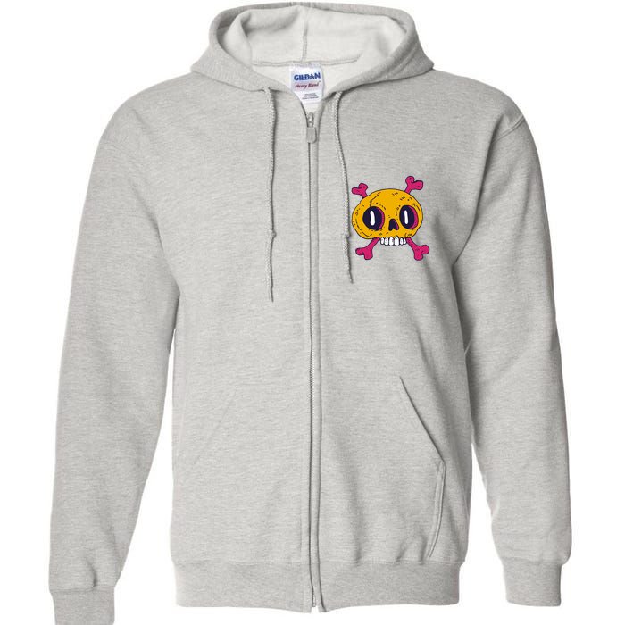Creepy Dead Eye Skull Crossbones Full Zip Hoodie