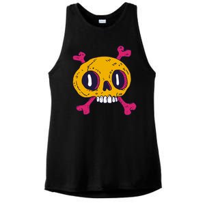 Creepy Dead Eye Skull Crossbones Ladies PosiCharge Tri-Blend Wicking Tank