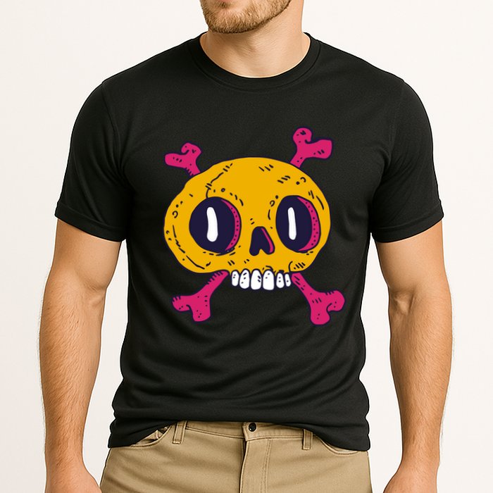 Creepy Dead Eye Skull Crossbones Cooling Performance Crew T-Shirt