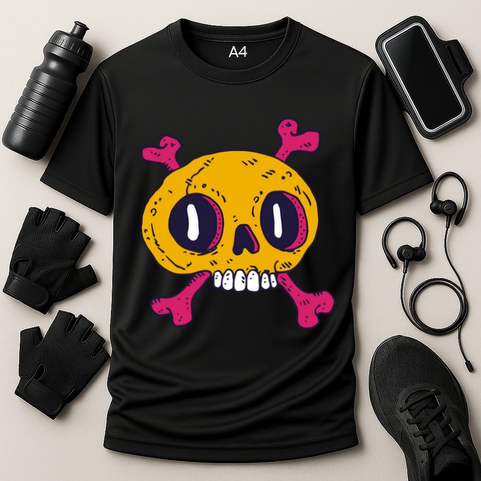 Creepy Dead Eye Skull Crossbones Cooling Performance Crew T-Shirt
