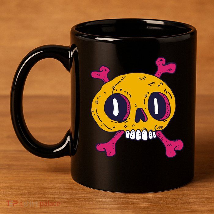 Creepy Dead Eye Skull Crossbones 11oz C Handle Ceramic Mug