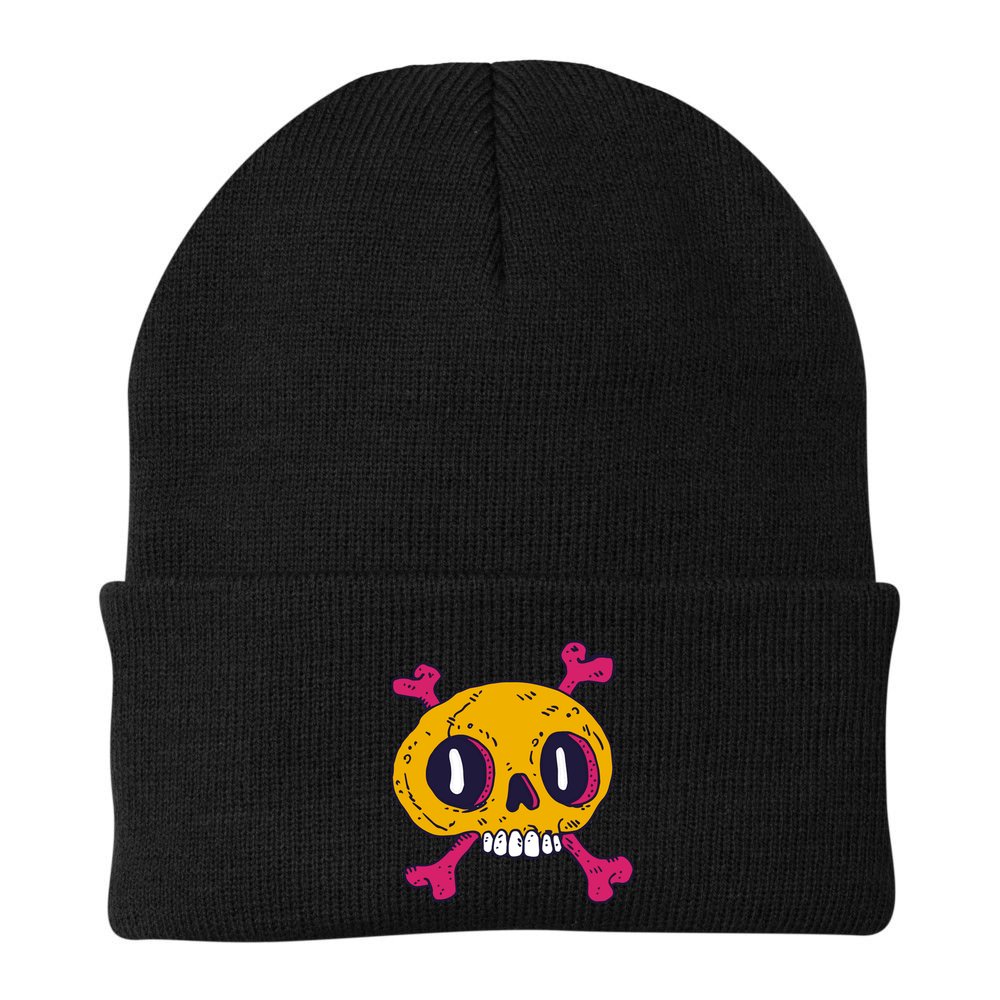 Creepy Dead Eye Skull Crossbones Beanie