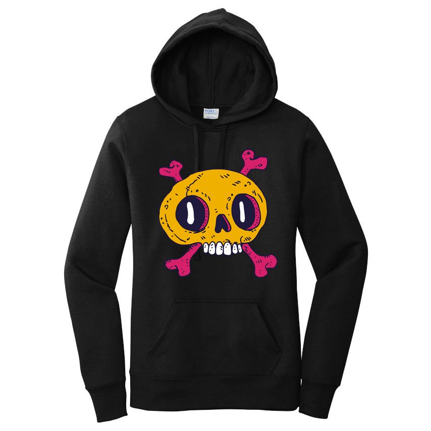 Creepy Dead Eye Skull Crossbones Women's Pullover Hoodie