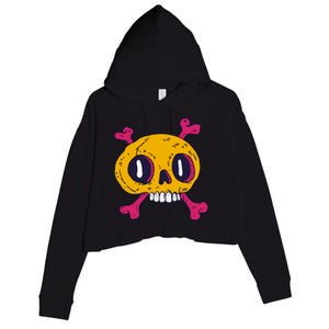 Creepy Dead Eye Skull Crossbones Crop Fleece Hoodie