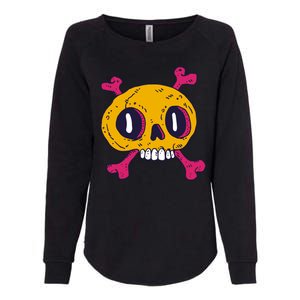 Creepy Dead Eye Skull Crossbones Womens California Wash Sweatshirt