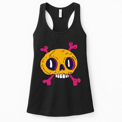 Creepy Dead Eye Skull Crossbones Womens Tank Top