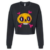 Creepy Dead Eye Skull Crossbones Cropped Pullover Crew