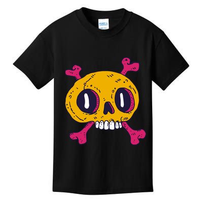 Creepy Dead Eye Skull Crossbones Kids T-Shirt