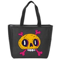 Creepy Dead Eye Skull Crossbones Zip Tote Bag