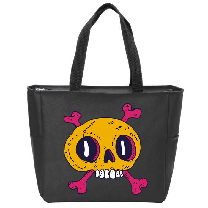 Creepy Dead Eye Skull Crossbones Zip Tote Bag