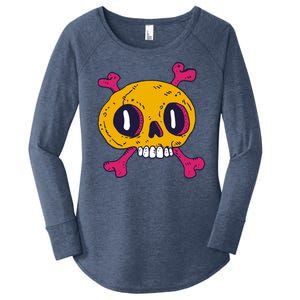 Creepy Dead Eye Skull Crossbones Women's Perfect Tri Tunic Long Sleeve Shirt