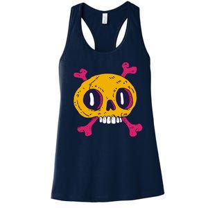 Creepy Dead Eye Skull Crossbones Women's Racerback Tank