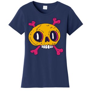 Creepy Dead Eye Skull Crossbones Women's T-Shirt