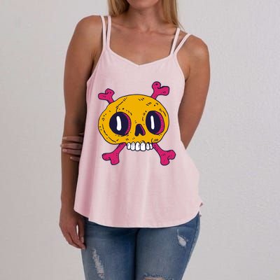 Creepy Dead Eye Skull Crossbones Women's Strappy Tank