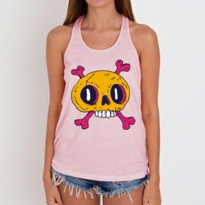 Creepy Dead Eye Skull Crossbones Women's Knotted Racerback Tank