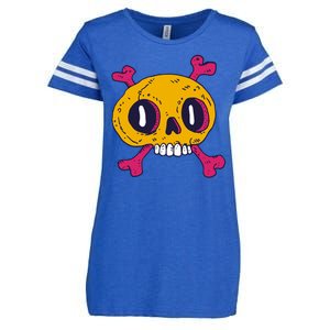 Creepy Dead Eye Skull Crossbones Enza Ladies Jersey Football T-Shirt