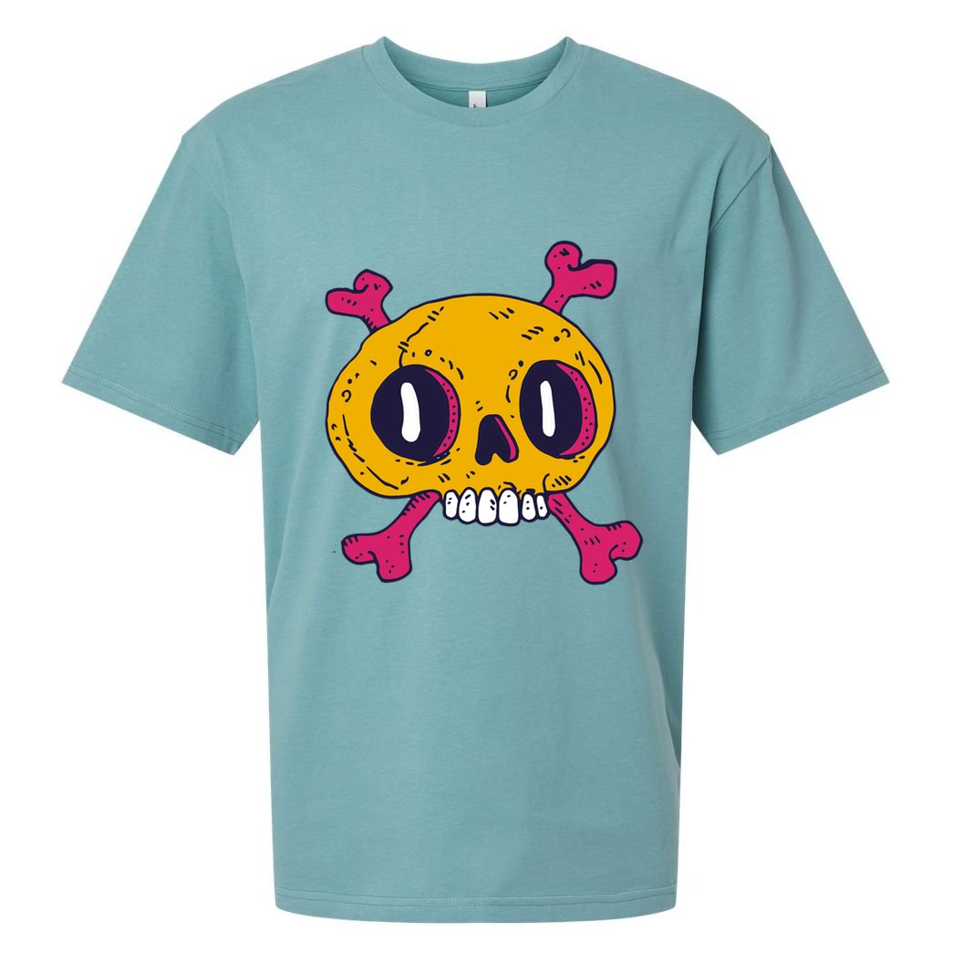 Creepy Dead Eye Skull Crossbones Sueded Cloud Jersey T-Shirt