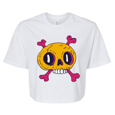 Creepy Dead Eye Skull Crossbones Bella+Canvas Jersey Crop Tee