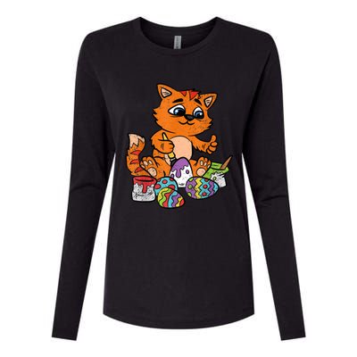 Cat Dyeing Easter Egg Hunting Cute Kitty Kitten Lover Womens Cotton Relaxed Long Sleeve T-Shirt