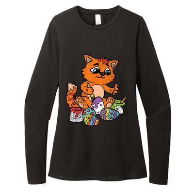 Cat Dyeing Easter Egg Hunting Cute Kitty Kitten Lover Womens CVC Long Sleeve Shirt