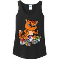 Cat Dyeing Easter Egg Hunting Cute Kitty Kitten Lover Ladies Essential Tank