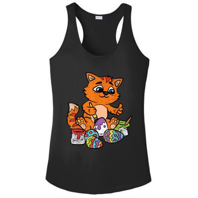 Cat Dyeing Easter Egg Hunting Cute Kitty Kitten Lover Ladies PosiCharge Competitor Racerback Tank