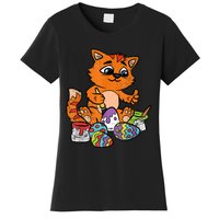 Cat Dyeing Easter Egg Hunting Cute Kitty Kitten Lover Women's T-Shirt