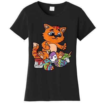 Cat Dyeing Easter Egg Hunting Cute Kitty Kitten Lover Women's T-Shirt