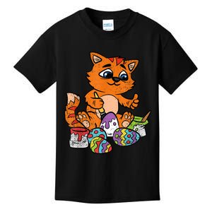 Cat Dyeing Easter Egg Hunting Cute Kitty Kitten Lover Kids T-Shirt