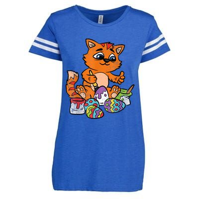 Cat Dyeing Easter Egg Hunting Cute Kitty Kitten Lover Enza Ladies Jersey Football T-Shirt