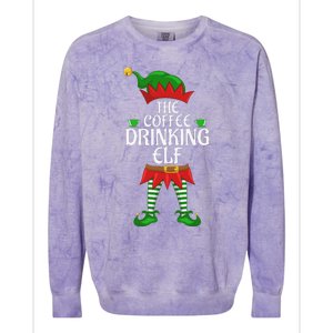 Coffee Drinking Elf Family Matching Group Christmas Party Colorblast Crewneck Sweatshirt