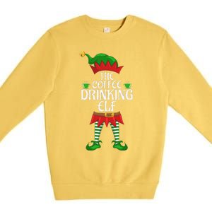 Coffee Drinking Elf Family Matching Group Christmas Party Premium Crewneck Sweatshirt