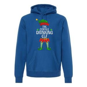 Coffee Drinking Elf Family Matching Group Christmas Party Premium Hoodie