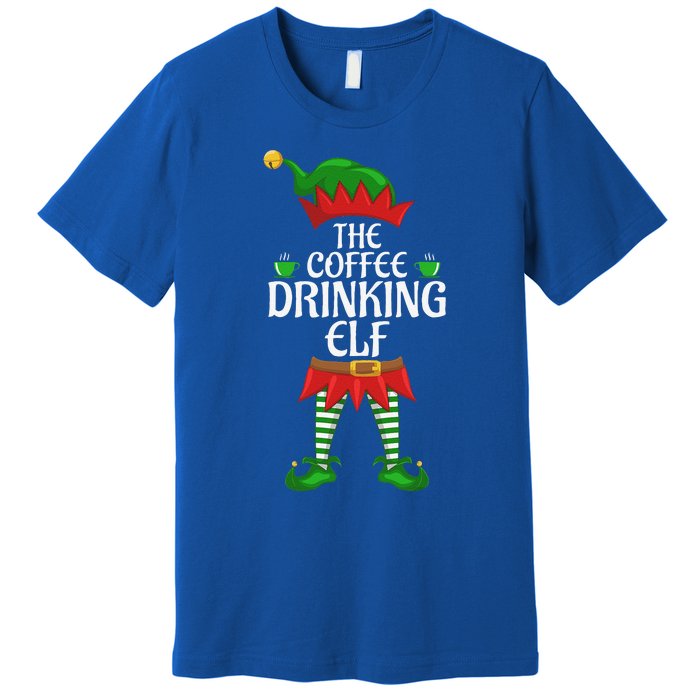 Coffee Drinking Elf Family Matching Group Christmas Party Premium T-Shirt