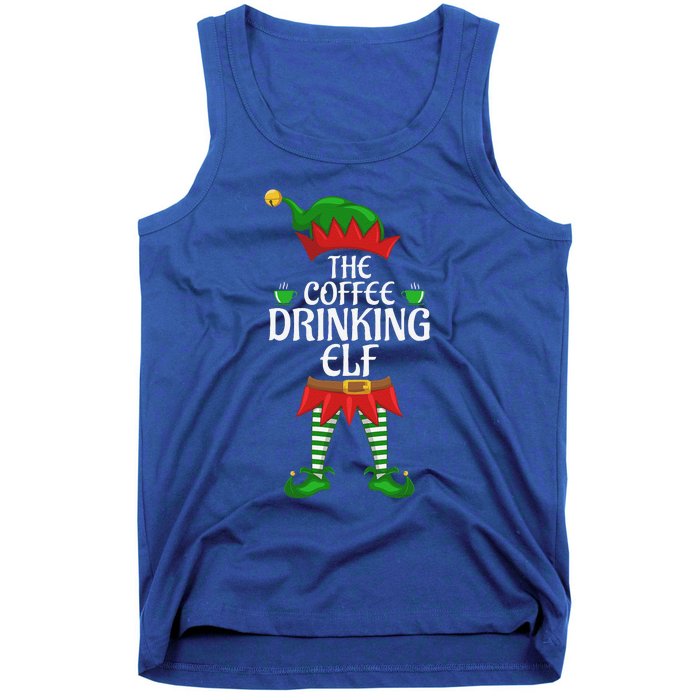 Coffee Drinking Elf Family Matching Group Christmas Party Tank Top