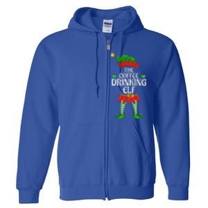 Coffee Drinking Elf Family Matching Group Christmas Party Full Zip Hoodie